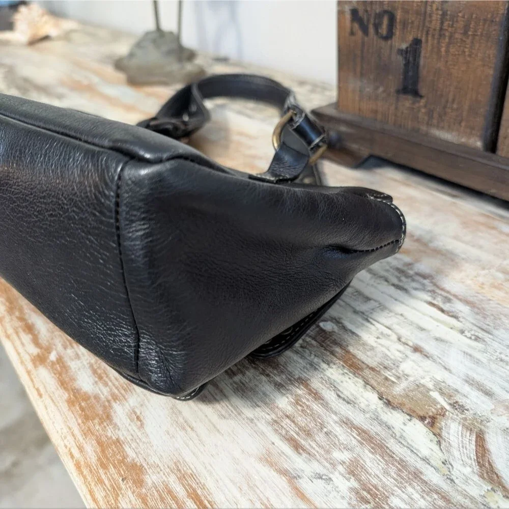 Vintage Esprit Black Studded Leather Shoulder Bag